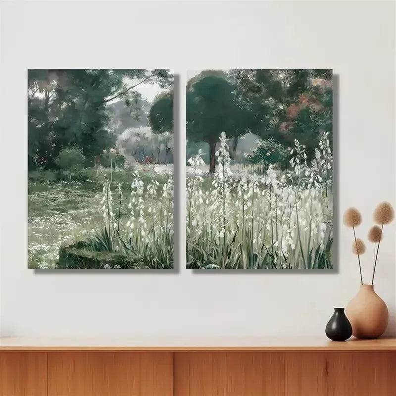 2pcs Forest Field, Impressionism, Vintage Abstract Framed 50x75cm - High Quality Print 100% Australian Made Wall Canvas Ready to Hang