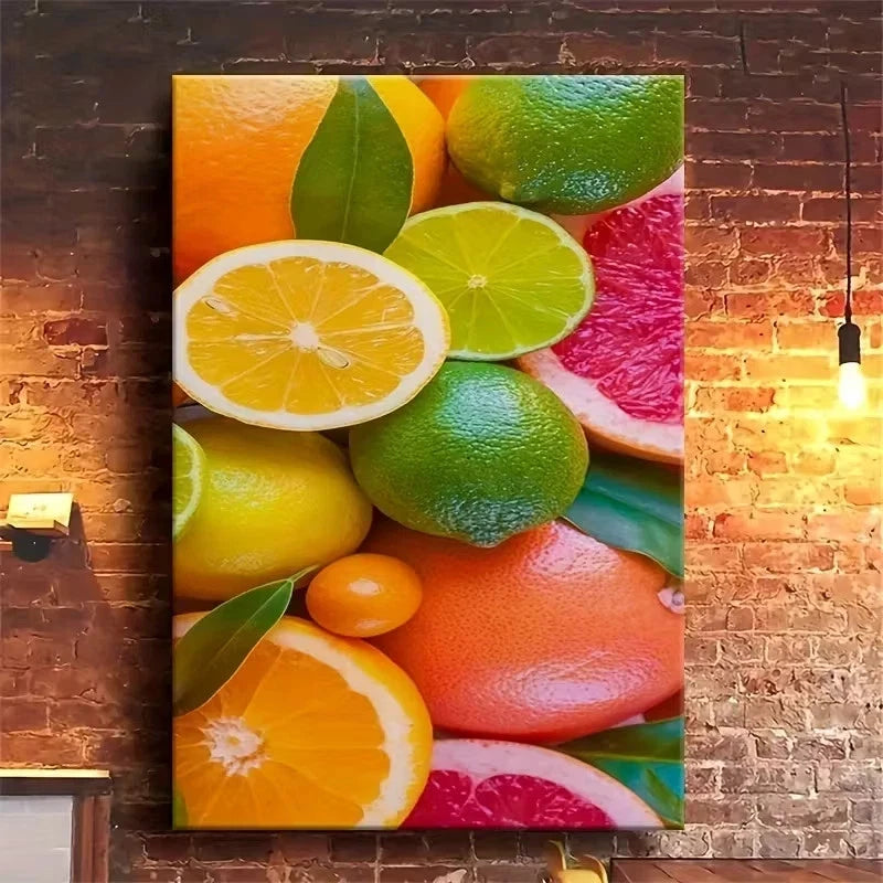 Colorful Oranges, Lemons & Grapefruits Design Metal Print Ready to Hang