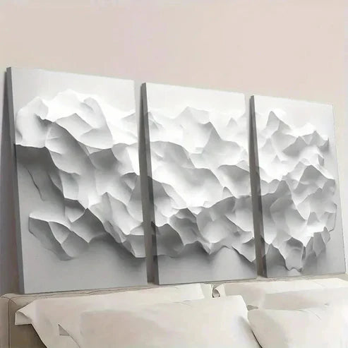 3pcs Abstract Geometric White Polygons on Wall Art Set Canvas Unframed – High Quality Print 100% Australian Made Wall Canvas