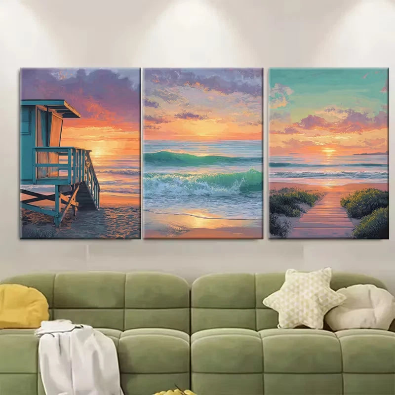 3pcs Virginia Beach Metal Print Ready to Hang Art