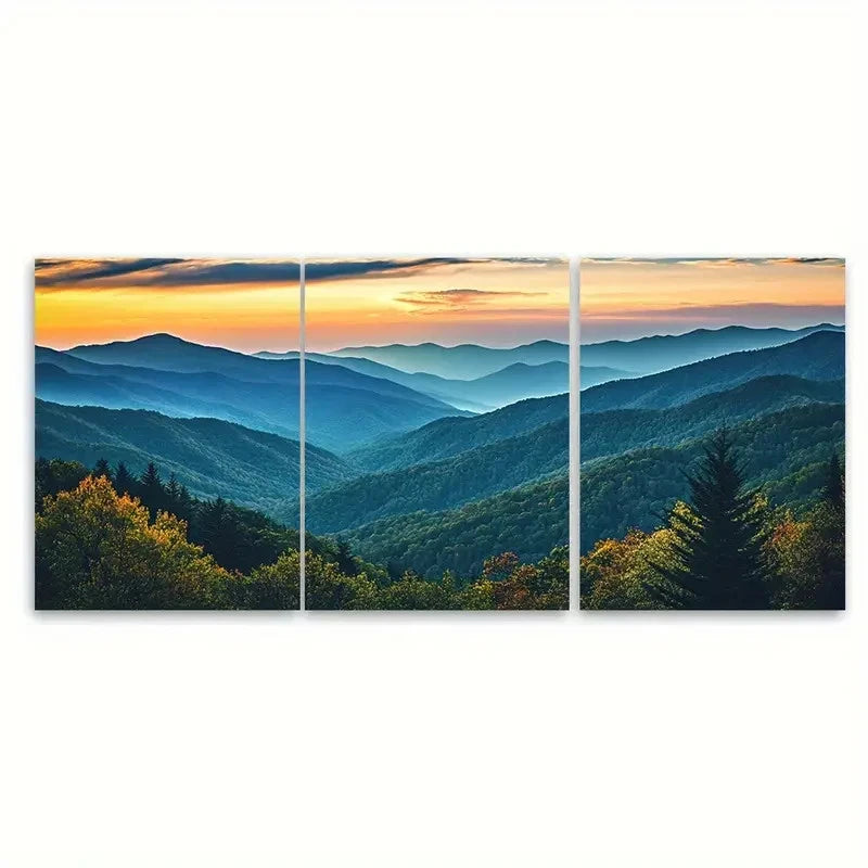 3pcs Great Smoky Mountain National Park Tennesse Wall Art Set Canvas Framed 40x60cm - High Quality Print 100% Australian Made Wall Canvas Ready to Hang