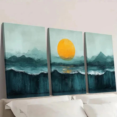 3pcs Green Pastel Canvas Art Prints AP Wall Art Set Canvas Unframed - High Quality Print 100% Australian Made Wall Canvas