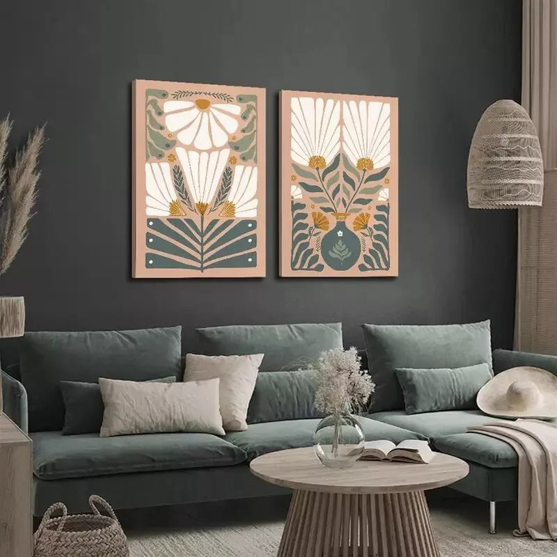 2pcs Modern Abstract Wildflower Canvas Framed 50x75cm - High Quality Print 100% Australian Made Wall Canvas Ready to Hang