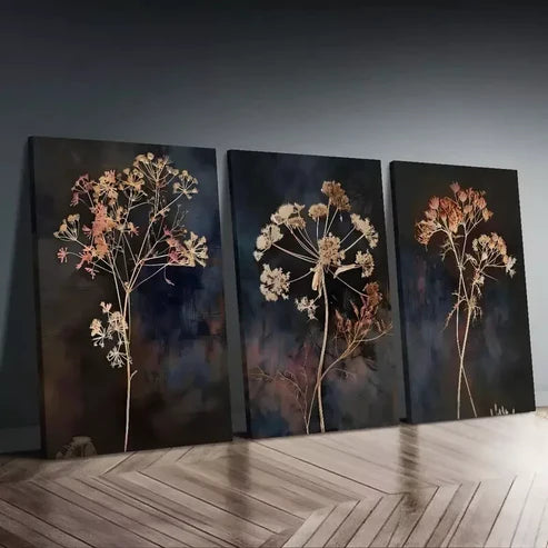 3pcs Vintage Wildflower Canvas Framed 60X90cm - High Quality Print 100% Australian Made Wall Canvas Ready to Hang