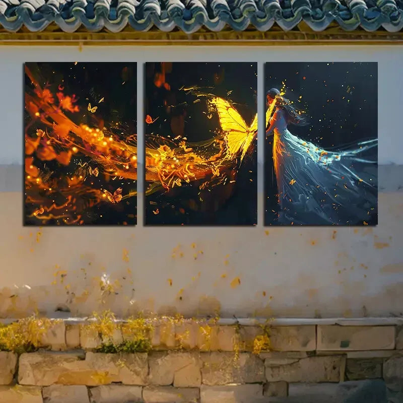 3pcs Butterfly Wing Canvas Framed 40x60cm - High Quality Print 100% Australian Made Wall Canvas Ready to Hang