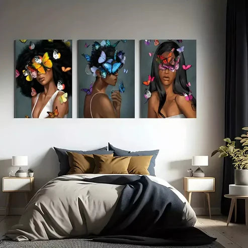 3pcs Butterfly Elegance Modern Canvas Framed 60x90cm - High Quality Print 100% Australian Made Wall Canvas Ready to Hang