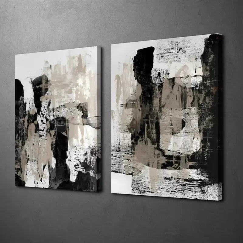 2pcs Decorative Painting, Geometric Fluid Watercolor Style Canvas Framed 50x75cm - High Quality Print 100% Australian Made Wall Canvas Ready to Hang