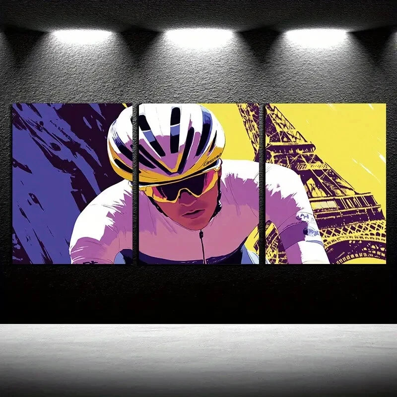 3pcs Bicycle and Architectural Landmarks Theme Metal Print Ready to Hang Art