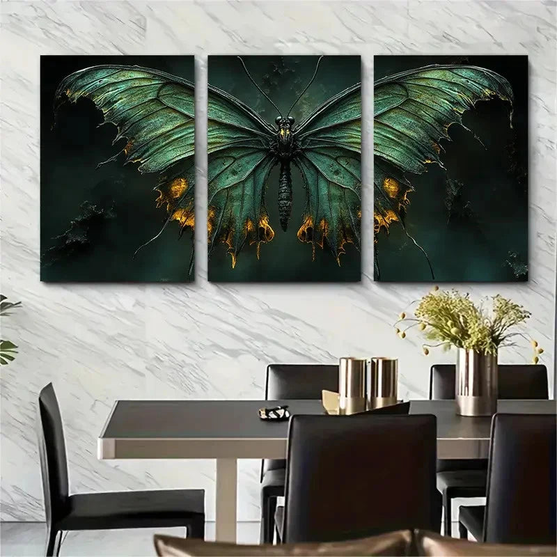 3pcs Butterfly Canvas Abstract Skeletal F Wall Art Set Canvas Framed 60x90cm - High Quality Print 100% Australian Made Wall Canvas Ready to Hang