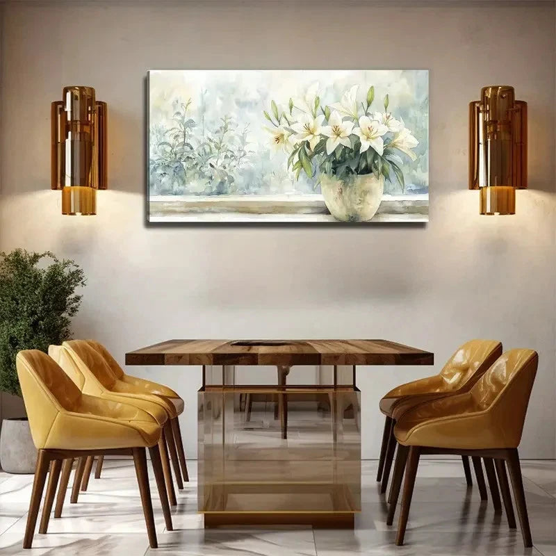 Elegant Minimalist Floral Wall Art Canvas Office Home Room Framed 120x60cm