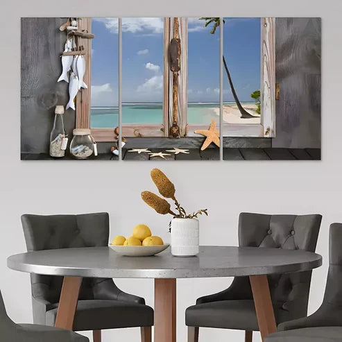 3pcs Beach Starfish Seashells Canvas Framed 60x90cm - High Quality Print 100% Australian Made Wall Canvas Ready to Hang