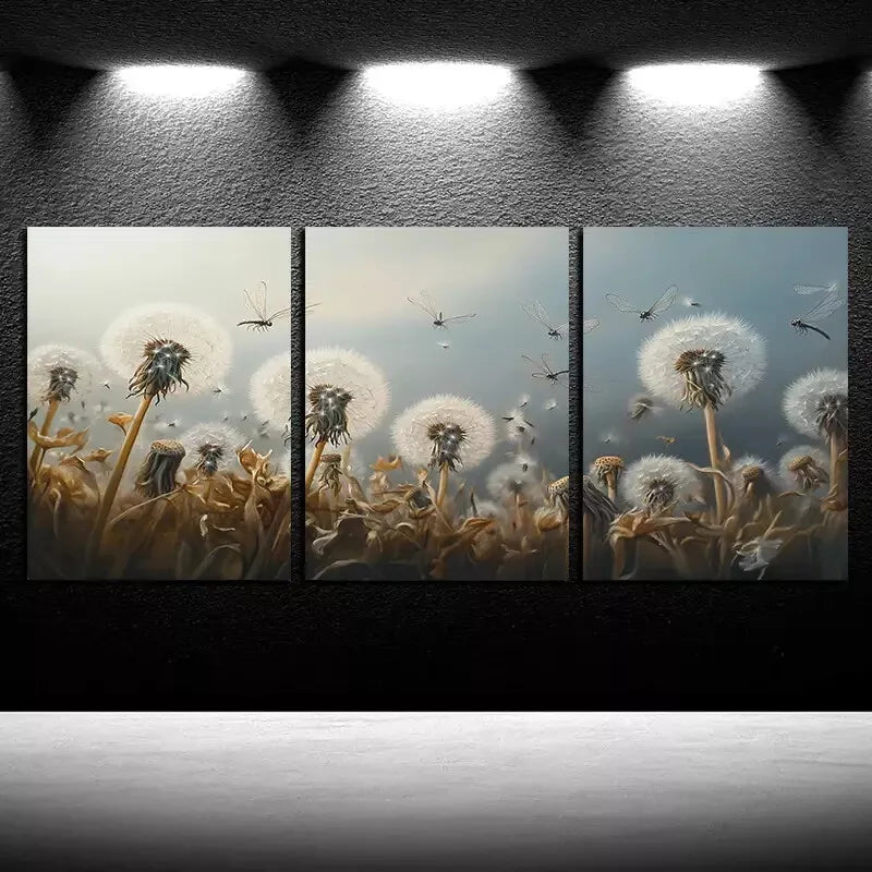 3pcs Charming Dandelion Canvas Framed 40x60cm - High Quality Print 100% Australian Made Wall Canvas Ready to Hang
