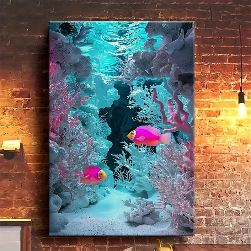 Underwater Coral and Fishscape 60x90cm Metal Print Ready to Hang