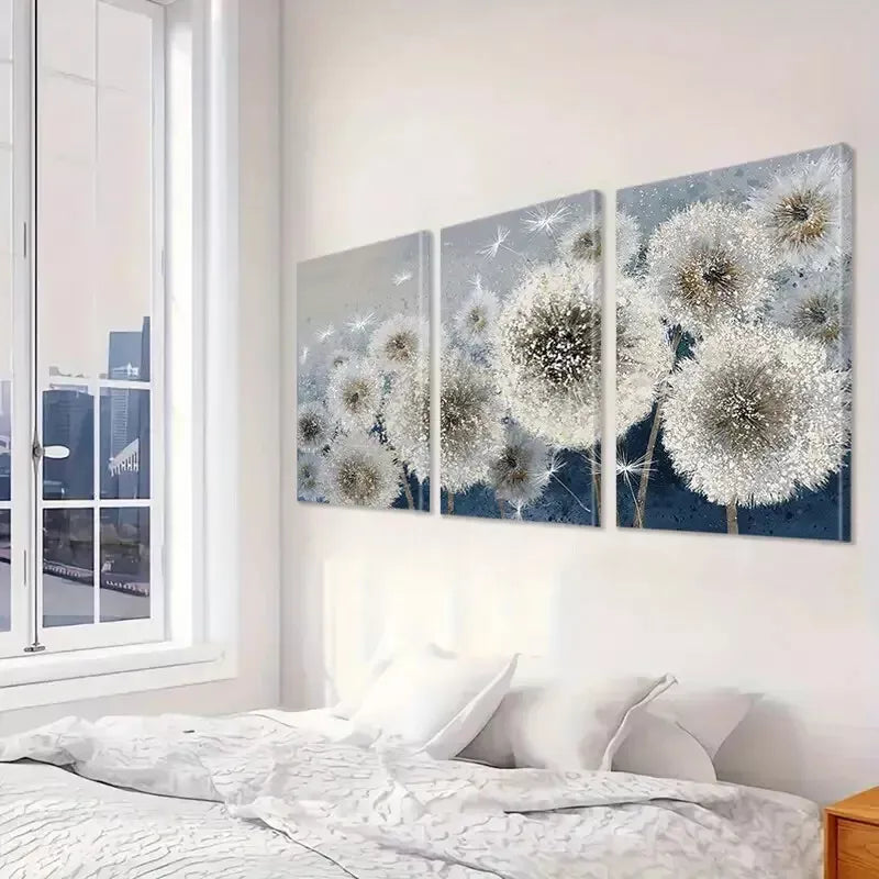 3pcs Dandelion Flower Abstract Floral Canvas Framed 40x60cm - High Quality Print 100% Australian Made Wall Canvas Ready to Hang