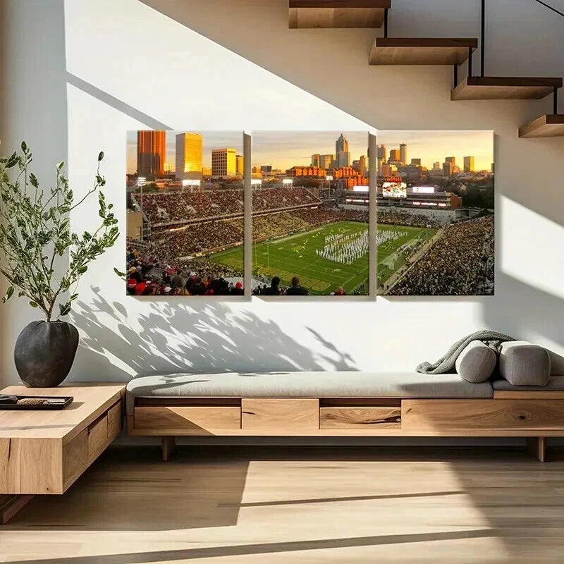 3pcs Rugby Match Football Stadium Scene Wall Art Set Canvas Framed 40x60cm - High Quality Print 100% Australian Made Wall Canvas Ready to Hang