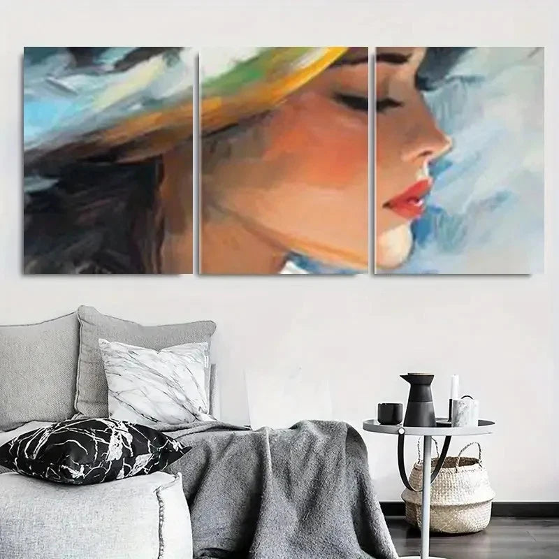 3pcs Elegant Abstract Woman Portrait Wall Art Set Canvas Framed 60x90cm - High Quality Print 100% Australian Made Wall Canvas Ready to Hang