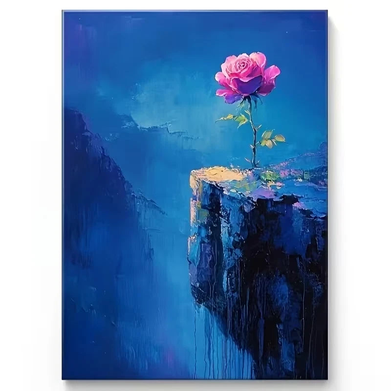 Vibrant Pink Rose on Cliff Metal Print Ready to Hang