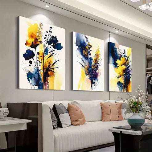 3pcs Abstract Flower Art Canvas Framed 60x90cm - High Quality Print 100% Australian Made Wall Canvas Ready to Hang