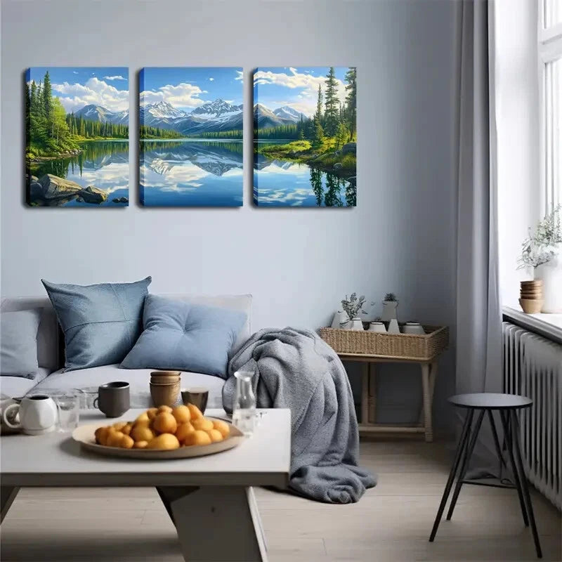 3pcs Mountain Stream Natural Landscape Perfect Wall Art Set Canvas Framed 40x60cm - High Quality Print 100% Australian Made Wall Canvas Ready to Hang