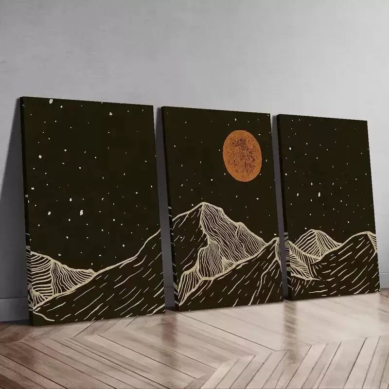 3pcs Modern Line Art Canvas Wall Art, Abstract Wall Art Set Canvas Framed 50x70cm - High Quality Print 100% Australian Made Wall Canvas Ready to Hang