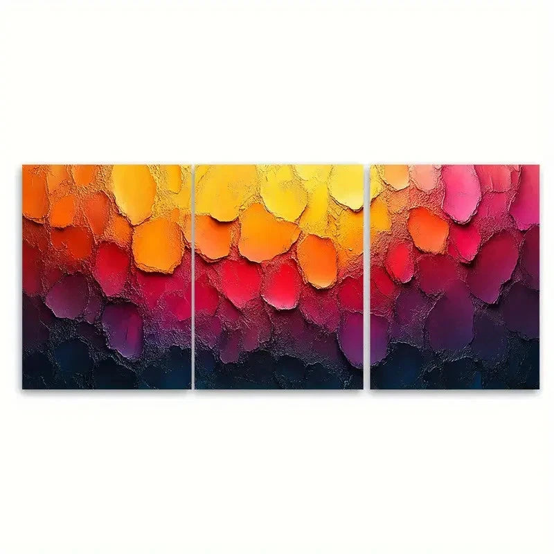 3pcs Abstract Colorful Textured Illustration Wall Art Set Canvas Framed 50x70cm - High Quality Print 100% Australian Made Wall Canvas Ready to Hang