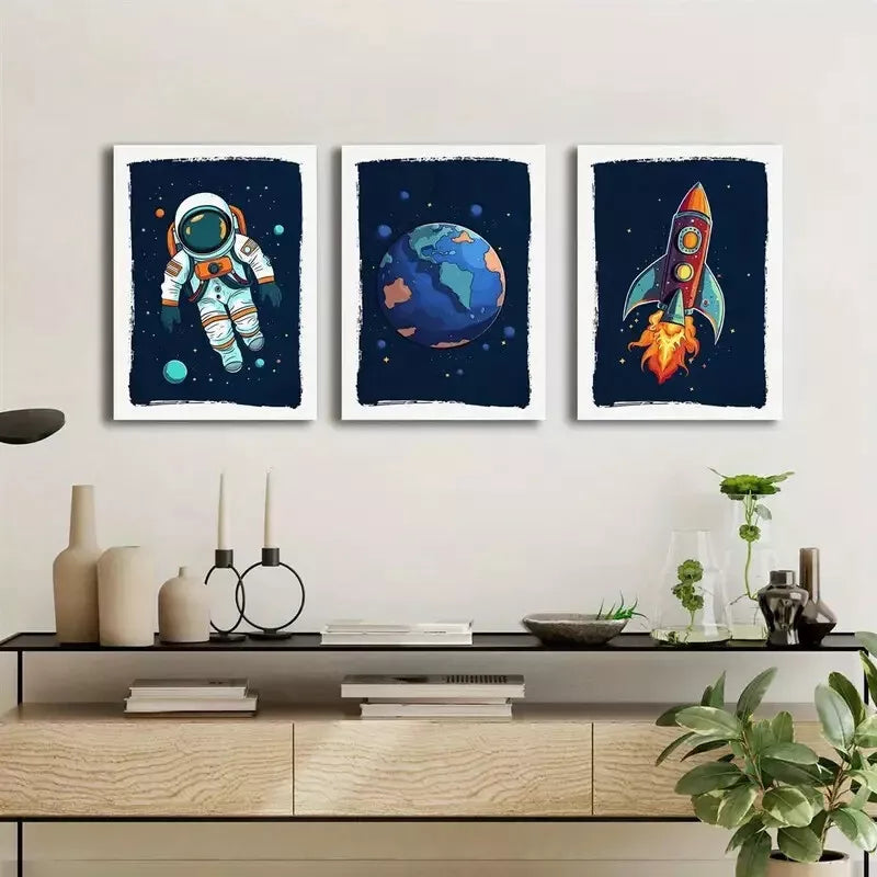 3pcs Space Themed Canvas Framed 40x60cm - High Quality Print 100% Australian Made Wall Canvas Ready to Hang