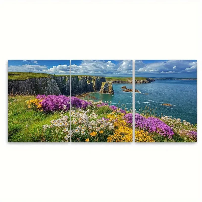 3pcs Pembrokeshire Coast National Park Travel Wall Art Set Canvas Framed 40x60cm - High Quality Print 100% Australian Made Wall Canvas Ready to Hang
