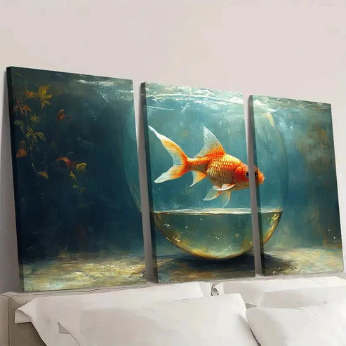 3pcs The Goldfish Bowl Fine Art GB Wall Art Set Canvas Unframed - High Quality Print 100% Australian Made Wall Canvas