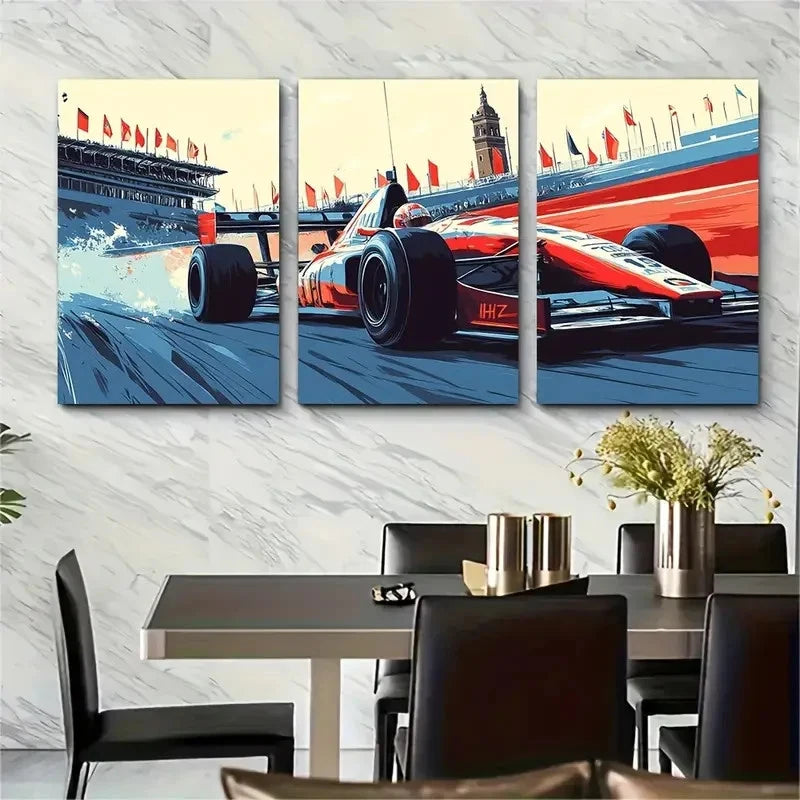 3pcs Monza Circuit Racing Scene Décor Perfect Wall Art Set Canvas Framed 40x60cm - High Quality Print 100% Australian Made Wall Canvas Ready to Hang