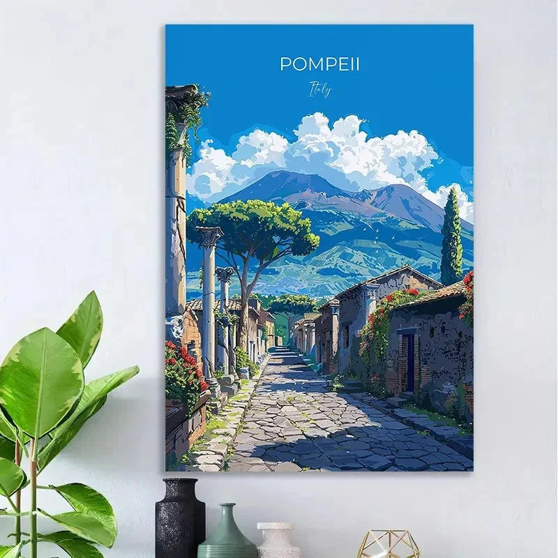 Pompeii Italy Ancient Roman Street Vintage Travel Poster Print Wall Art