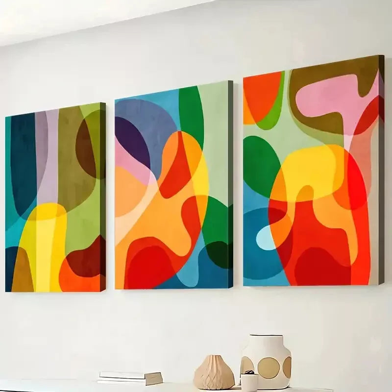 3pcs Modern Fashion Abstract Irregular Graphic Wall Art Set Canvas Framed 50x70cm - High Quality Print 100% Australian Made Wall Canvas Ready to Hang - Bella Home Decor