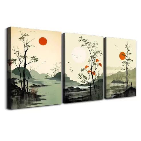 3pcs Stylish Minimalist Sage Green Plant Canvas Unframed - High Quality Print 100% Australian Made Wall Canvas