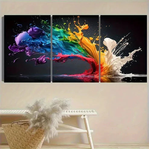 3pcs Dynamic Color Splash rt Wall Art Set Canvas Unframed - High Quality Print 100% Australian Made Wall Canvas