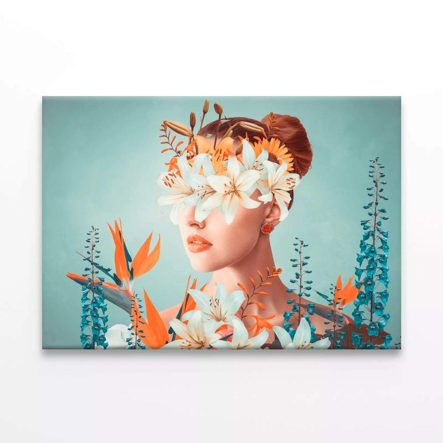 Young Woman With Flowers Portrait Wall Art Decor 100% Australian Made