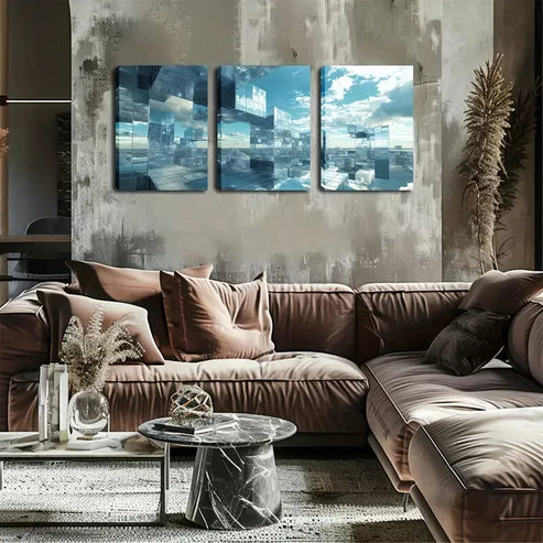 3pcs Abstract Urban Structure Wall Art Canvas Unframed - High Quality Print 100% Australian Made Wall Canvas