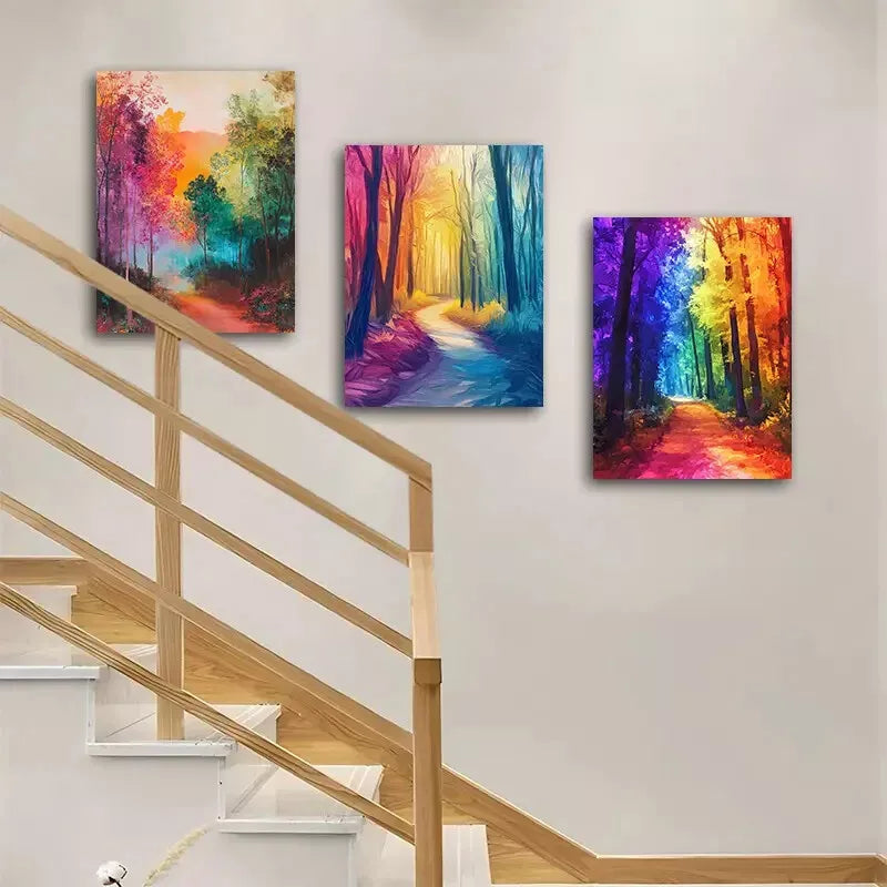 3pcs Abstract Forest Path Canvas Framed 40x60cm - High Quality Print 100% Australian Made Wall Canvas Ready to Hang