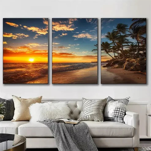 3pcs Mediterranean Seascape Canvas Framed 60x90cm - High Quality Print 100% Australian Made Wall Canvas Ready to Hang