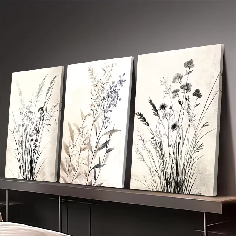 3pcs Featuring a Botanical and Floral Wall Art Set Canvas Framed 40x60cm - High Quality Print 100% Australian Made Wall Canvas Ready to Hang