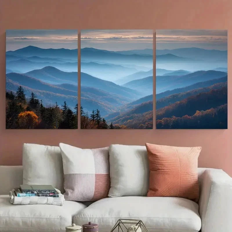 3pcs Tennessee Travel Smoky Mountains Landscape Wall Art Set Canvas Framed 50x70cm - High Quality Print 100% Australian Made Wall Canvas Ready to Hang
