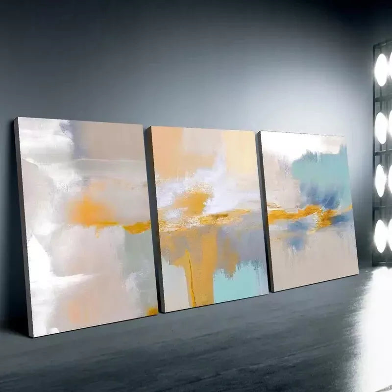 3pcs Modern Minimalist Art Of Smudges Of Color Canvas Framed 40x60cm - High Quality Print 100% Australian Made Wall Canvas Ready to Hang