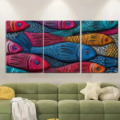 3pcs Mombasa Fish Kenya Travel Marine Print Wall Art Set Canvas Framed 60x90cm - High Quality Print 100% Australian Made Wall Canvas Ready to Hang