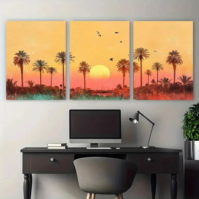 3pcs Tunisia Botanical North Sunshine Perfect Wall Art Set Canvas Framed 40x60cm - High Quality Print 100% Australian Made Wall Canvas Ready to Hang