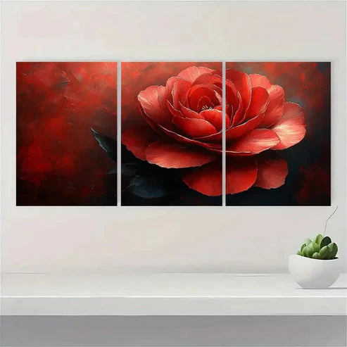 3pcs Red Camellia Art Wall Art Set Canvas - High Quality Print 100% Australian Made Wall Canvas