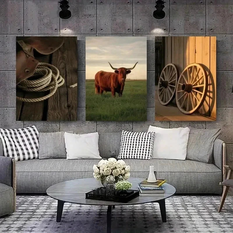 3pcs Rustic Farmhouse Canvas Wall Art Set Canvas Framed 60x90cm - High Quality Print 100% Australian Made Wall Canvas Ready to Hang