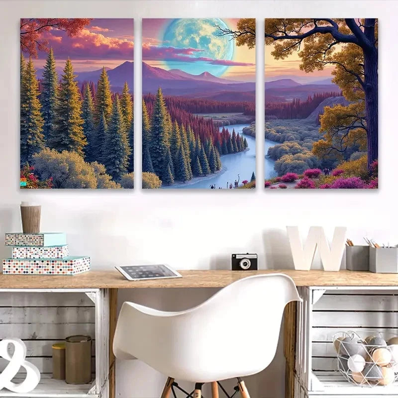 3pcs Scenic Landscape Painting Wall Art Set Canvas Framed 50x70cm - High Quality Print 100% Australian Made Wall Canvas Ready to Hang