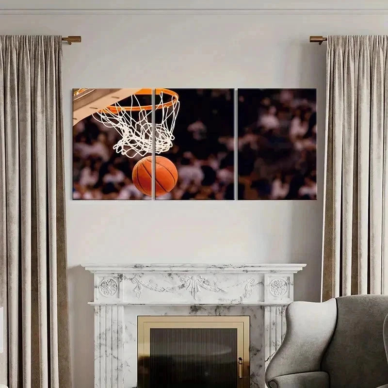 3pcs Basketball & Basketball Hoop Sport Wall Art Set Canvas Framed 40x60cm - High Quality Print 100% Australian Made Wall Canvas Ready to Hang
