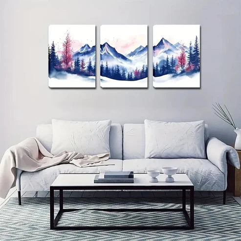 3pcs Mountain Landscape Rustic Coastal Wall Art Canvas Unframed - High Quality Print 100% Australian Made Wall Canvas