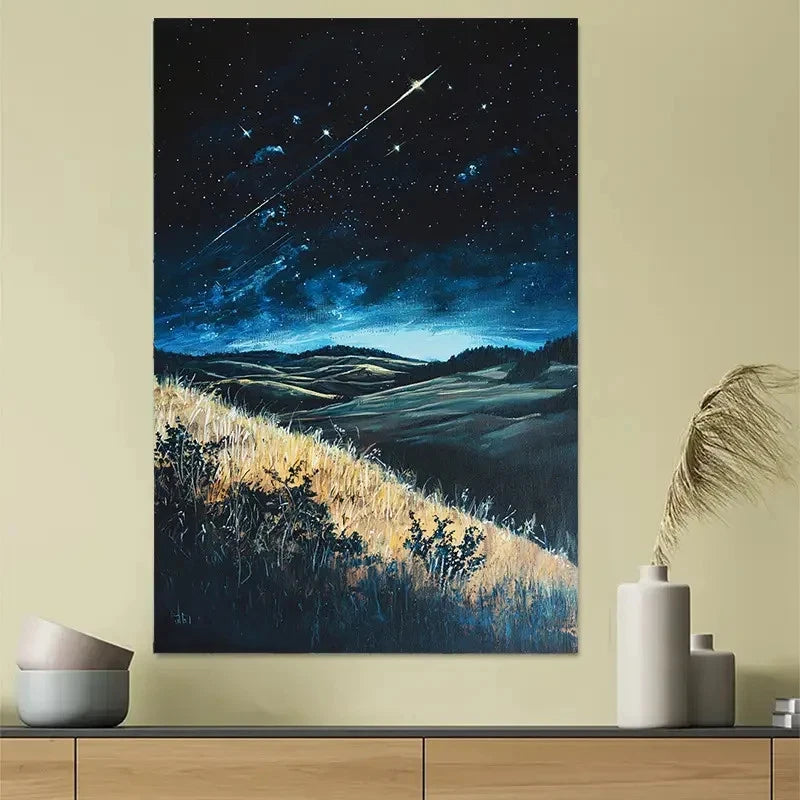 Meteor Shower Starry Night Sky Poster 40x60cm Metal Print Ready to Hang