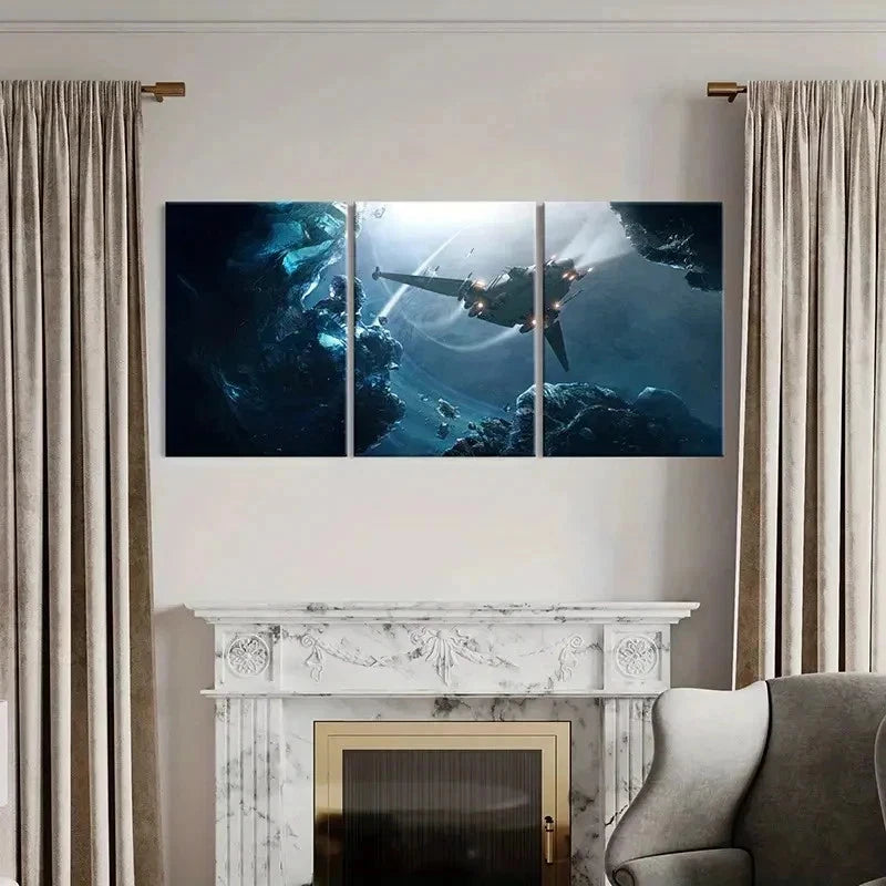 3pcs Space Fantasy Theme Modern Sci-Fi Universe Wall Art Set Canvas Framed 40x60cm - High Quality Print 100% Australian Made Wall Canvas Ready to Hang