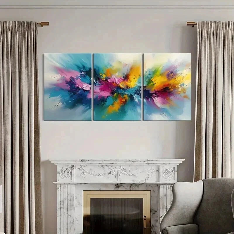 3pcs Colorful Palette Dynamic Composition Wall Art Set Canvas Framed 40x60cm - High Quality Print 100% Australian Made Wall Canvas Ready to Hang